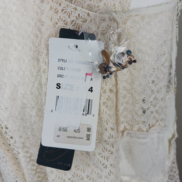 E by ECI| NWT Coastal Beachy Crochet Beaded Sheer Sleeveless Vest Cardigan Sz 14 - Picture 10 of 10